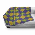 thumbnail image 3 of New Orleans Soft Flannel Fleece Blanket, Mardi Gras Themed Rhombuses with Fleur De Lis Motifs Classic Geometry, Cozy Plush for Indoor and Outdoor Use, 60" x 80", Green Violet Yellow, by Ambesonne, 3 of 6