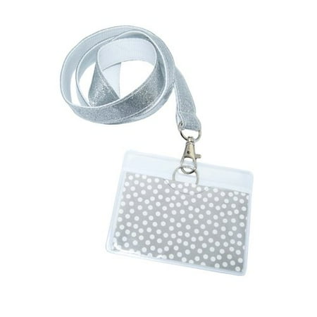 Silver Glitter ID Holder Lanyard, 40"