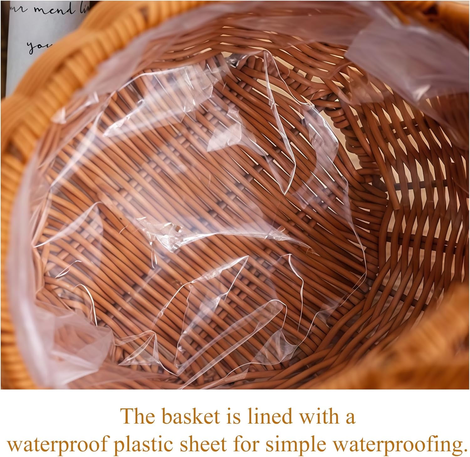 Kids Bunny Wicker Baskets:Wicker Easter Basket with Handle, Easter Basket, Creative Rabbit Ear Shape Picnic Basket, for Candy Egg Bread Flowers Toy Storage, Woven basket (B)