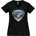 thumbnail image 3 of Inktastic America with Eagle Shield and Banner Women's Plus Size V-Neck T-Shirt, 3 of 5