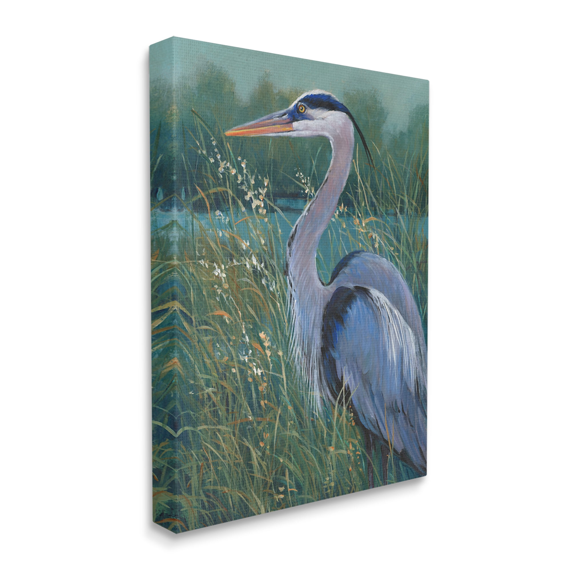 Stupell Industries Heron at Lake Painting Animals & Insects Painting Gallery Wrapped Canvas Art Print Wall Art, 30 x 40