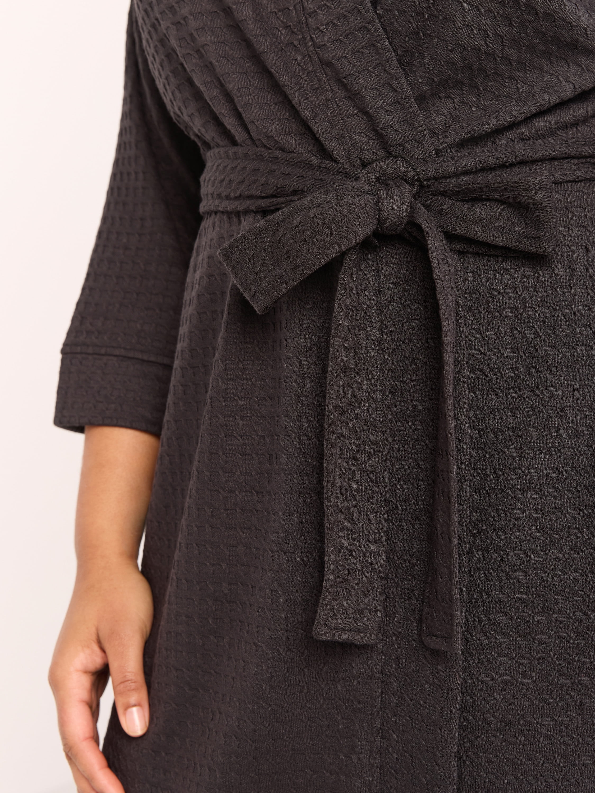 Joyspun Women's Waffle Kimono Short Wrap Robe, Sizes S-3X