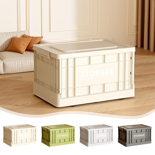 Caja grande plegable para guardar ropa | Contenedor organizador de plástico | Beige Negro Verde Gris | Impermeable, resistente, apilable | 43x28,5x24,5cm | Armario para el armario del hogar y