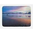 thumbnail image 1 of Glacier National Park Bath Mat, Illustration of Deserted Setting with Fog Sunrise Tranquil Land, Plush Bathroom Decor Mat with Non Slip Backing, 29.5" X 17.5", Multicolor, by Ambesonne, 1 of 2