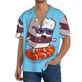 thumbnail image 3 of KLL Sushi Salmon Surfing Print Men's Shirt Short Sleeve Button Down Summer Cuba Beach Shirts- Small, 3 of 7