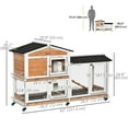 thumbnail image 3 of PawHut 62" Wooden Rabbit Hutch with Wheels, Run Box, Tray, Ramp, Yellow, 3 of 10