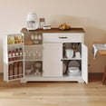 thumbnail image 4 of Small Coffee Bar Cabinet with Storage, Noelse Kitchen Sideboard Buffet Cabinet, Kitchen Storage Cabinets with 2 Door and 8 Shelves, 1 Drawer, White and Rustic, 4 of 9