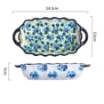 thumbnail image 2 of Ceramic Home Hand-painted Underglaze Baking Tray with Handles for Baking Kitchen, 2 of 5