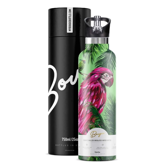 My Bougie Bottle Double Walled Insulated 25 oz Water Bottle, Macaw