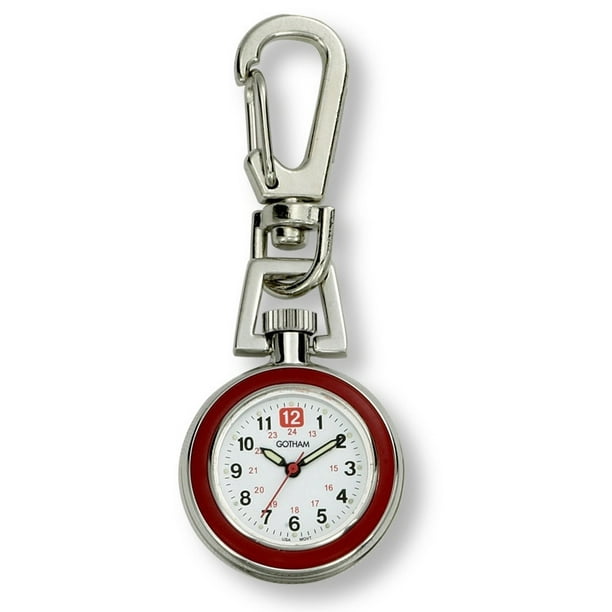 Gotham Unisex Silver-Tone Analog Quartz Keychain Clip Fob Watch # GWC18107-1