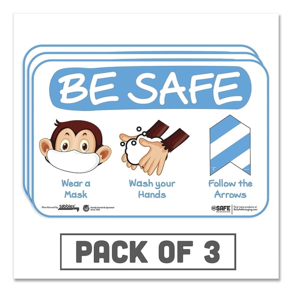 Tabbies BeSafe Messaging Education Wall Signs 9 x 6 "Be Safe Wear a Mask Wash Your Hands Follow the
