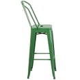 thumbnail image 3 of 30'' High Green Metal Indoor-Outdoor Barstool with Back, 3 of 9