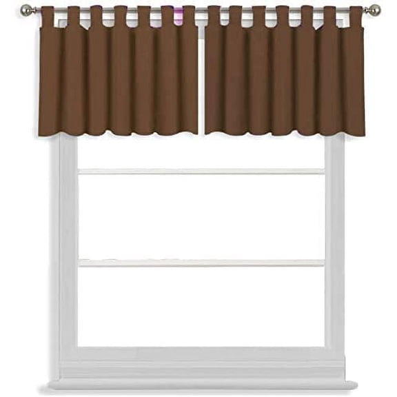 Tab Top Blackout Valance Curtains Panel Drapes Chocolete 32 Wide by 20 Long - 1 Panel