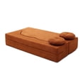 thumbnail image 4 of 2-In-1 Folding Sofa Bed with Pillow, Twin Sleeper Sofa, Floor& Futon Loveseat Couch, Foam Folding Mattress Sleeper for Living Room, Guest Use, Office, Apartment, No Assembly Required (Orange), 4 of 11