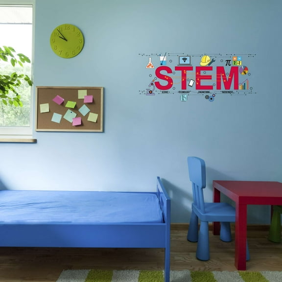Science Kid Stem Science Technology Engineering Math Lab Study Experiments Atoms Microscope Apple Scienctist Test Tubes Algebra Geometry Holiday Decorating Wall Decal Sticker - Size: 20 In X 8 In