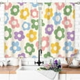 thumbnail image 5 of 70s Cute Flower Small Kitchen Curtains Retro Floral Window Treatment Abstract Groovy Vintage Cafe Short Window Curtains for Bathroom Dining Laundry Modern Tier Treatment Drapes 27.5x39 inch, 5 of 6