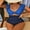 Blue/Navy, variant on Ruffled One Piece Swimsuit for Women High Cut Bathing Suits Backless Monokini Swimwear