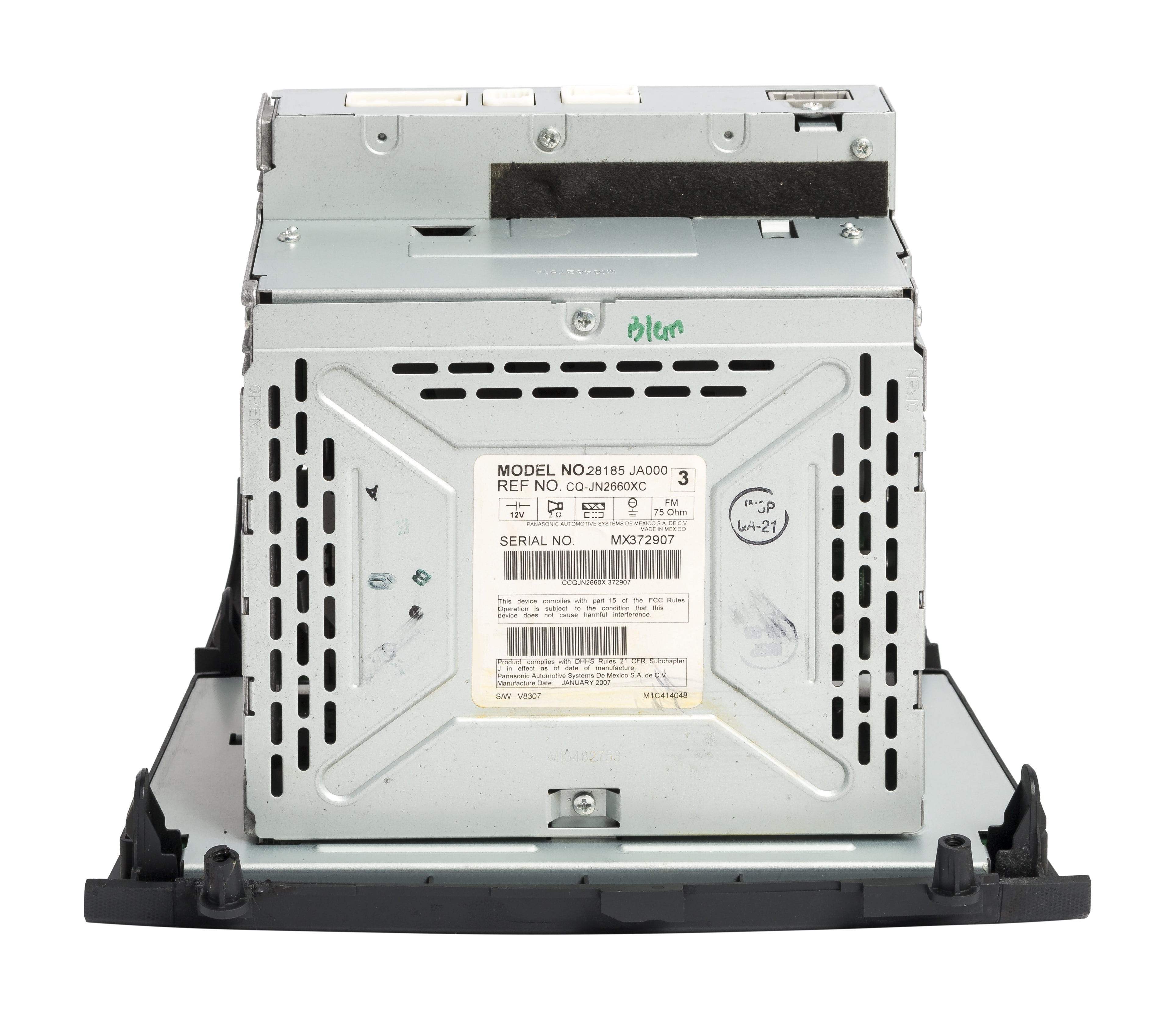 Restored 2007-09 Nissan Altima Radio AM FM Single CD Aux Input 28185JA000 Face PY13B (Refurbished)