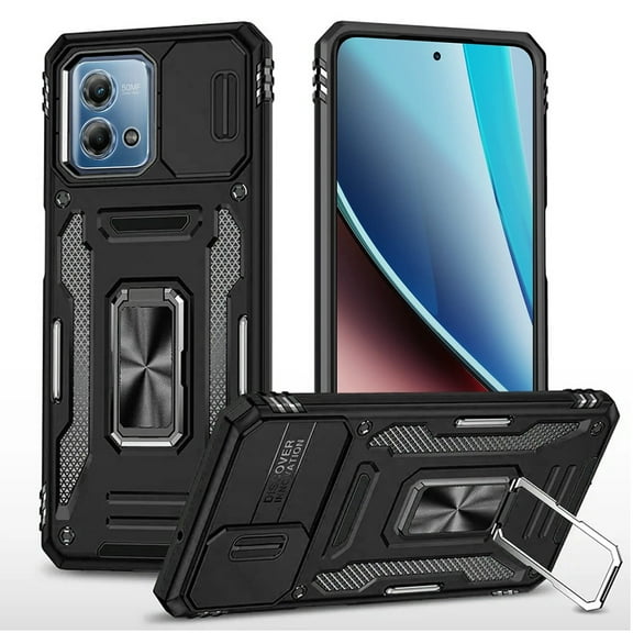 For Motorola Moto G Stylus 5G 2023 Hybrid Case with Rotation Ring Stand Shockproof & Camera Window TPU Armor Dropproof Cover ,Xpm Phone Case [ Black ]