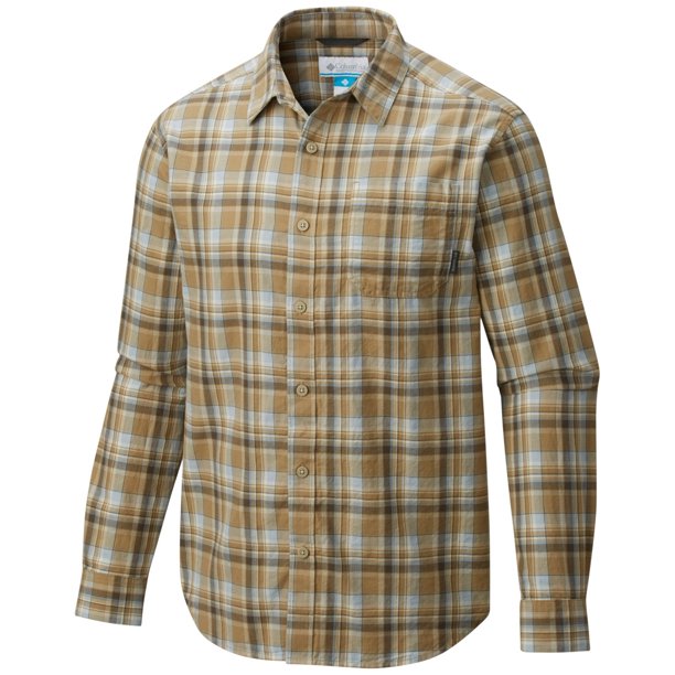 Columbia Vapor Ridge III - Camisa con botones para hombre, color marrón, pequeño Columbia Botones al frente