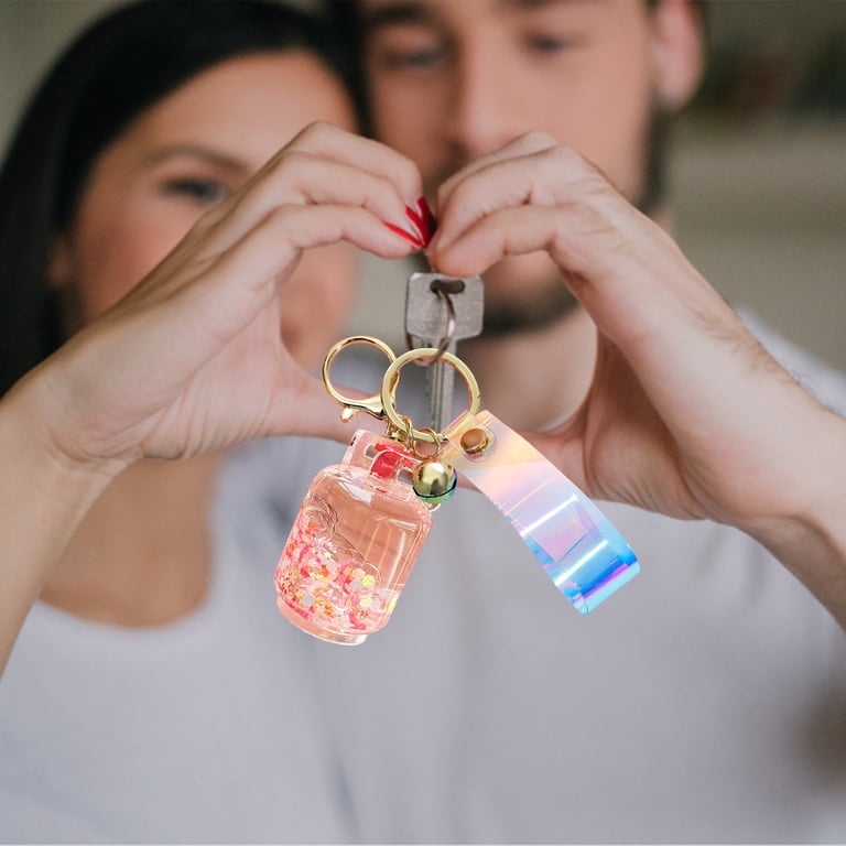 Luminous Floating Quicksand Keychain Acrylic Oil Canister Car
