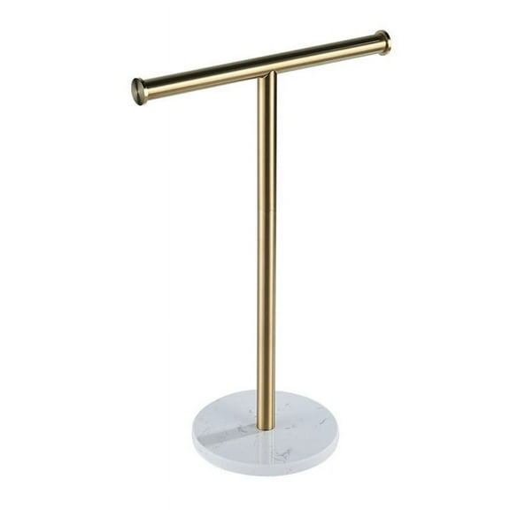 T-Shape Hand Towel Stand with Marble Base for Bathroom Countertop Tissue Rack Holder Kitchen Hanger