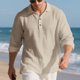thumbnail image 1 of pstuiky mangas largas para hombre, Cárdigan informal de negocios para hombre, color liso, holgado, con botones, mangas largas y cuello vuelto camisetas de hombre m, 1 of 9
