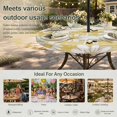thumbnail image 6 of Round Outdoor Tablecloth with Umbrella Hole and Zipper, White Daisy Farmhouse Tablecloth with Elastic Waterproof, Garden Floral Bees Yellow Wooden Patio Table Covers for 45" - 54" Picnic Pool Tables, 6 of 9