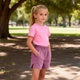 thumbnail image 5 of Jalioing Kids Cotton Linen Shorts Summer Casual Plain Elastic Waist Shorts Boys Girls Side Slit Lounge Shorts with Pocket, 5 of 9