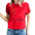thumbnail image 2 of Fesfesfes Womens Short Sleeve Workout Tops Valentine's Day Love Printed Short Sleeved T-shirt Top Short Sleeved Round Neck Top/Shirt Womens Tshirts Graphic XL(US:10), 2 of 6