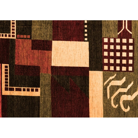 Ahgly Company Indoor Rectangle Abstract Orange Modern Area Rugs, 2' x 4'
