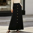 thumbnail image 2 of Arlun Trendy Maxi Skirts for Women Elegant High Waist H Line Long Straight Long Skirt Summer Casual Solid Color Slim Straight Floor Pencil Skirt with Pockets and Buttons Black XL, 2 of 8