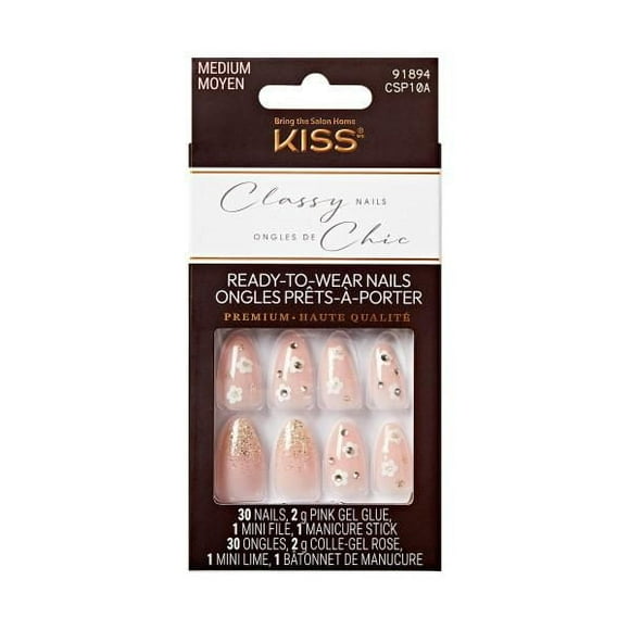KISS Classy Premium - Fake Nails - Gleamin - Almond - Medium
