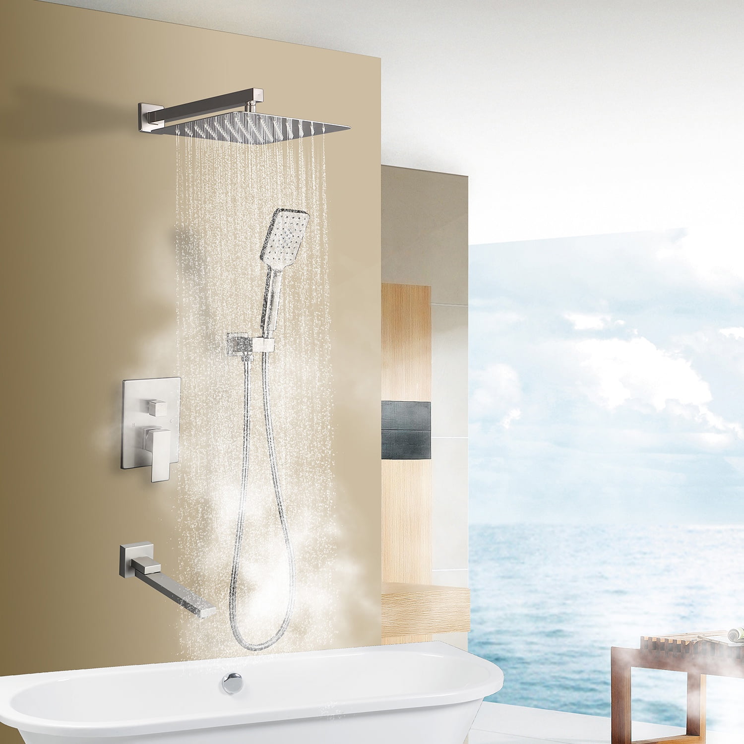 Rainlex One-Handle 1-Spray Setting Brushed Nickel Bathtub Shower Faucet
