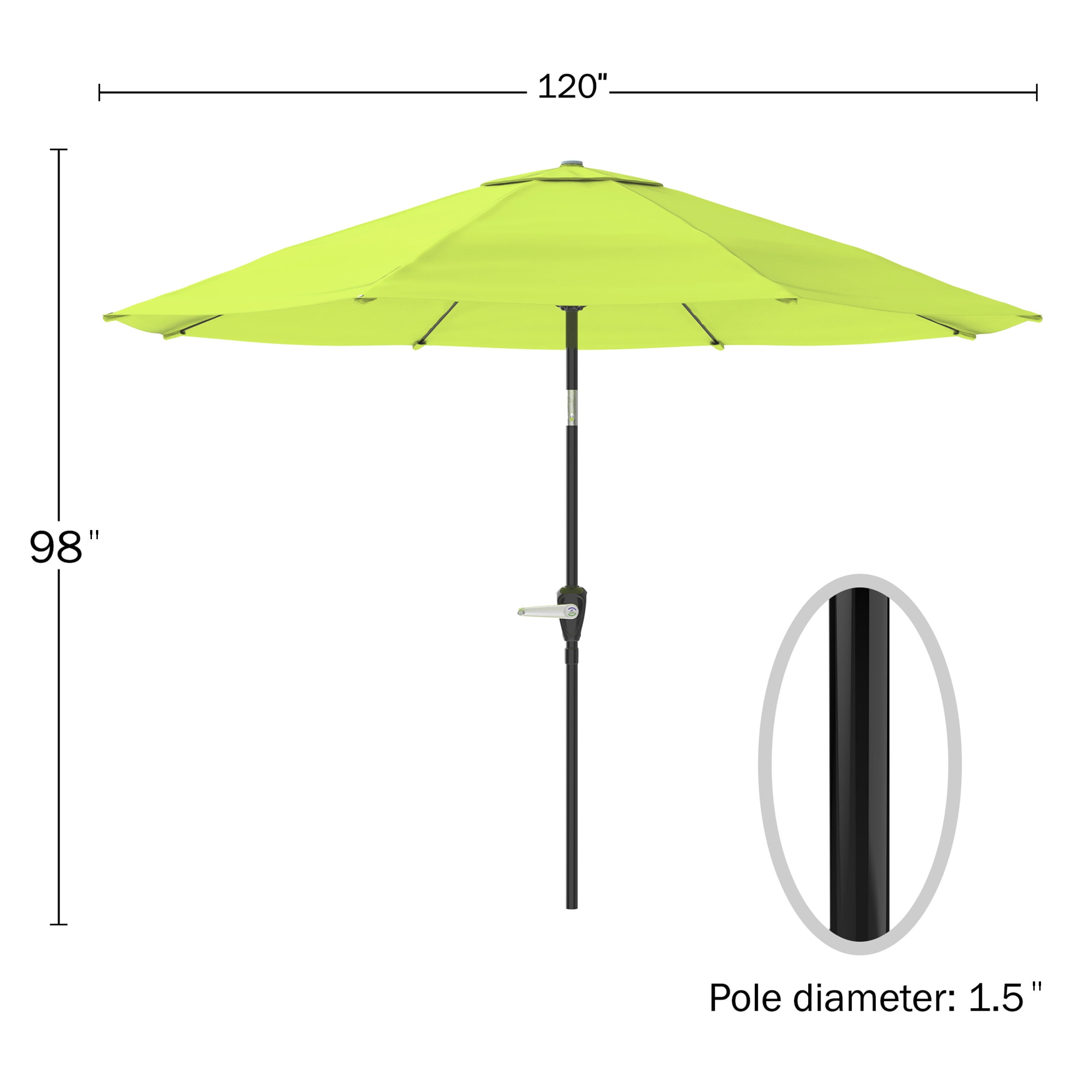 Pure Garden 10FT Patio Umbrella - Auto Tilt and Vented Canopy (Lime Green)