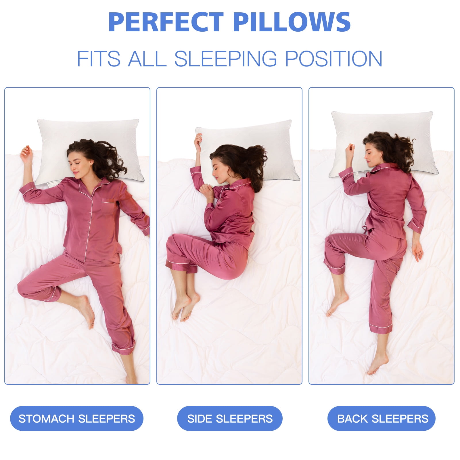 Airensky Soft King Down Bed Pillows - Multi-Angle Sleep (2 Count)