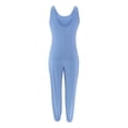 thumbnail image 4 of Gibobby Mono Ajustado de Verano Mono de nueve puntos elástico suelto sin mangas con cuello en U de color sólido elegante informal para mujer(Azul， M), 4 of 5