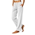 thumbnail image 2 of Sunnin Women Corduroy Straight Leg Pants Drawstring Elastic Waist Casual Loose Lounge Pants with Pockets, 2 of 7