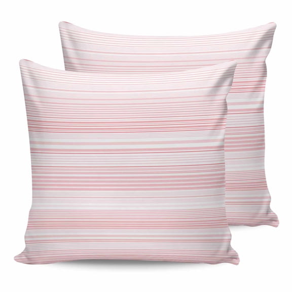 Outdoor Waterproof Throw Pillow Covers Set of 2 Pink Stripes Decorative Pillowcases Square Outdoor Pillows Cushion Case 18x18 Inch Classic Striped Lines Patio Pillows for Couch Sofa Bed Garden