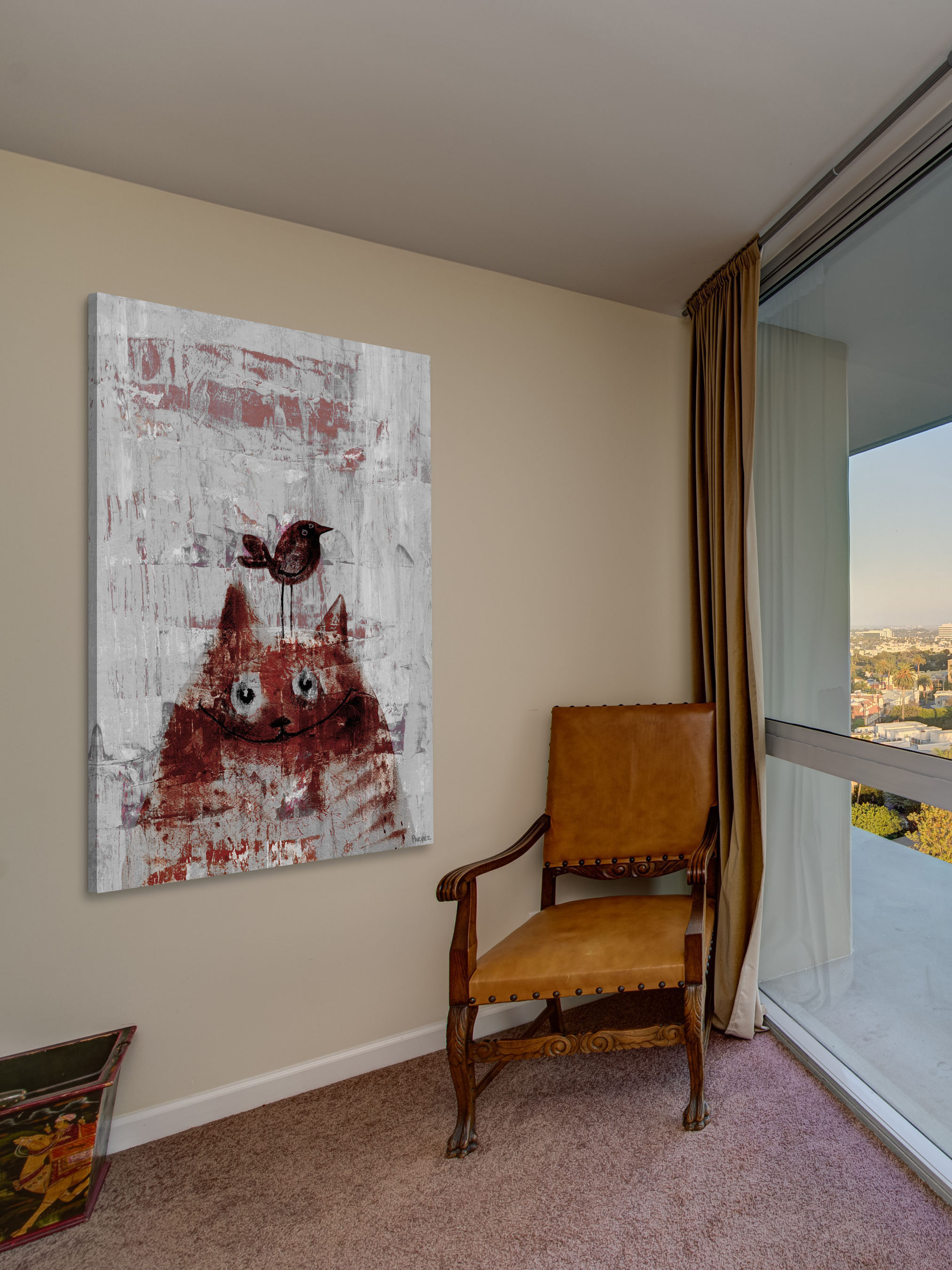 "Bird Head" Painting Print on Wrapped Canvas