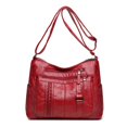 thumbnail image 1 of Bolso de mano de piel lavada de gran capacidad, moderno, combinable, para mujeres de mediana edad y mayores, bolso bandolera informal para el hombro, 1 of 6