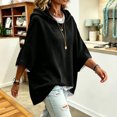 thumbnail image 7 of WULMLEO Womens Hoodies Fall Winter Drawstring Hooded 3/4 Sleeve Oversized Pullover Casual Trendy Work Sweatshirts Loose Fit Cozy Hoodie Black M, 7 of 7