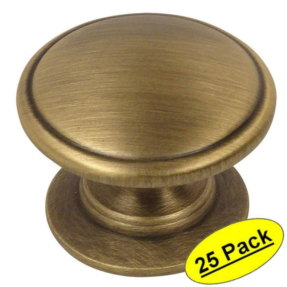 Cosmas 4702bab Brushed Antique Brass Cabinet Hardware Round Knob 1 1