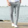 thumbnail image 2 of FAIWAD Men's Linen Pants Elastic Waist Drawstring Casual Trouser Lightweight Straight Legs Loose Beach Pants, 2 of 5