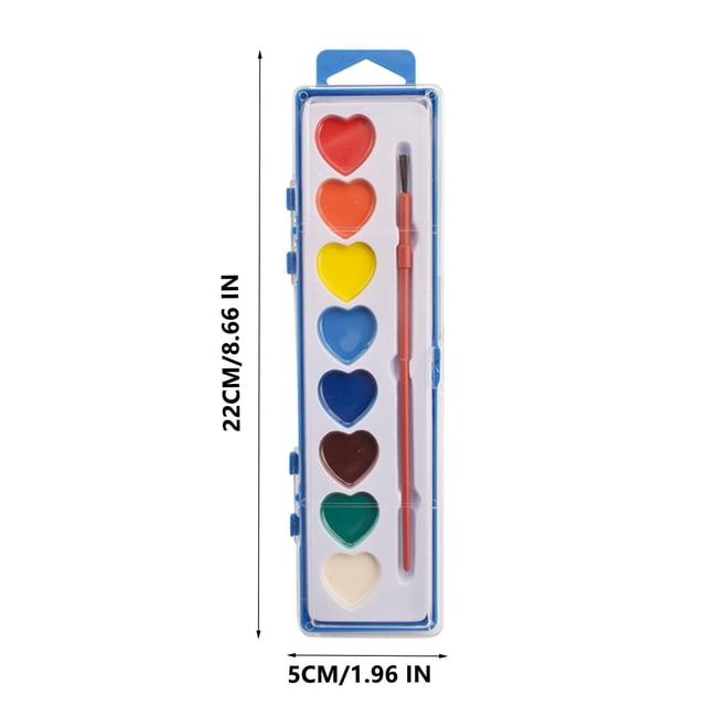Watercolor Paint Set Mini Heart Shaped Paint Set for Valentines Day, 8 Colors with Brush and Card for Classroom Party Gift, Kids Paint Set