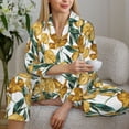 thumbnail image 5 of JUNZAN Yellow Tulips Print Womens Pajama Sets,Long Sleeve Button Down for Women Pjs 2 piece, 5 of 7