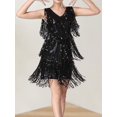 thumbnail image 1 of Vestido De Tirantes Vestido ceñido al cuerpo con borlas, ajustado, para mujer, sin mangas, para club nocturno (negro L) Ygjytge para Mujer Negro T L, 1 of 6