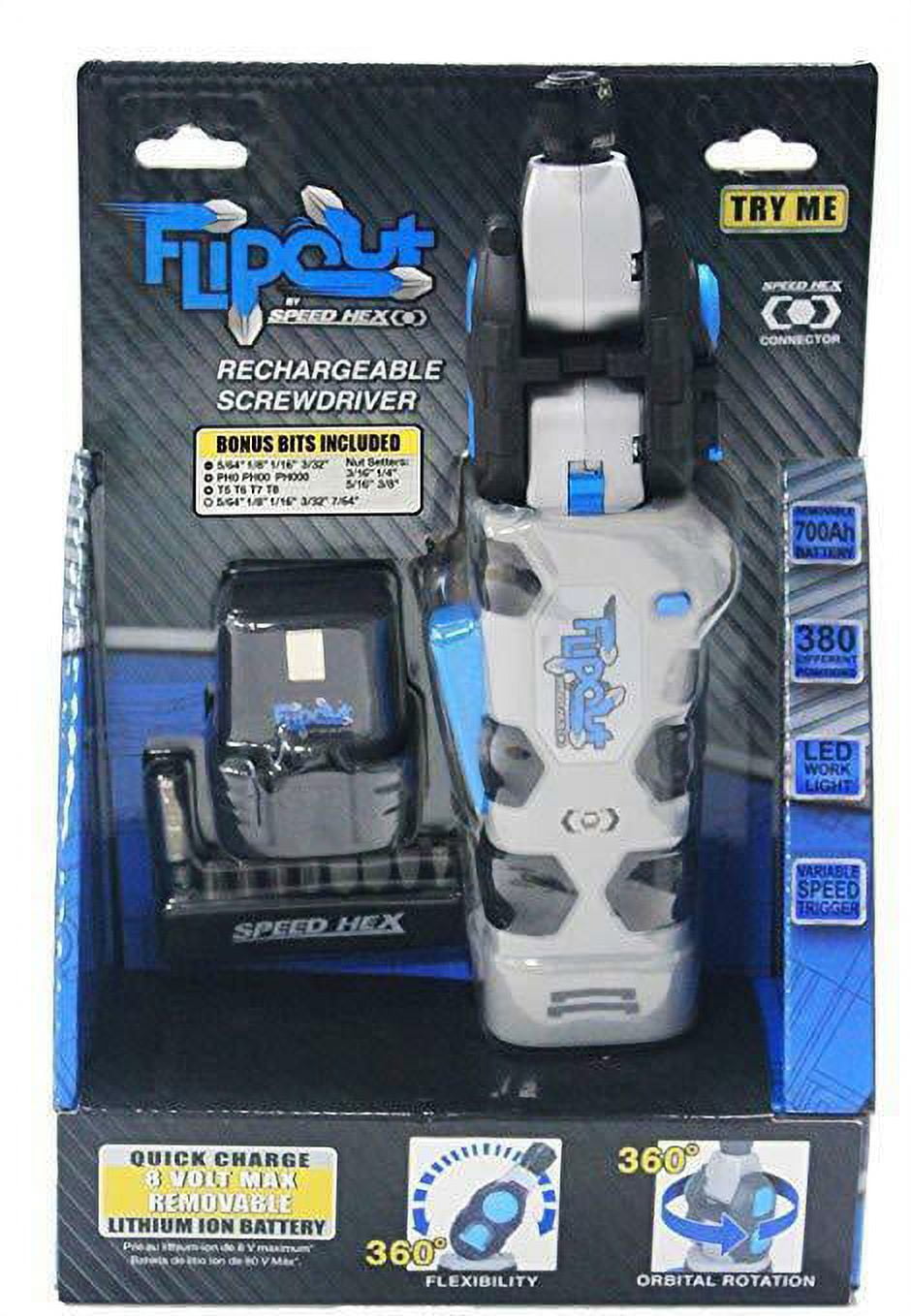 speedhex flipout 2 rechargeable power driver with removable battery and bonus bits fosh162bp Walmart