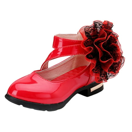 

Yoryorlue Girls Platform Heel Shoes Round Toe Shiny Black School Dress Mary Jane