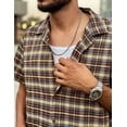 thumbnail image 6 of COOFANDY Mens Button Up Shirts Short Sleeve Collared Button Down Shirt Men Checkered Shirt, 6 of 7